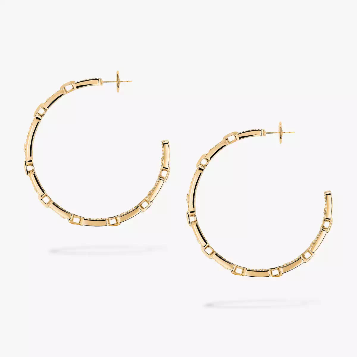 [[Aura Jewels]Move Link Diamond Hoop Earrings