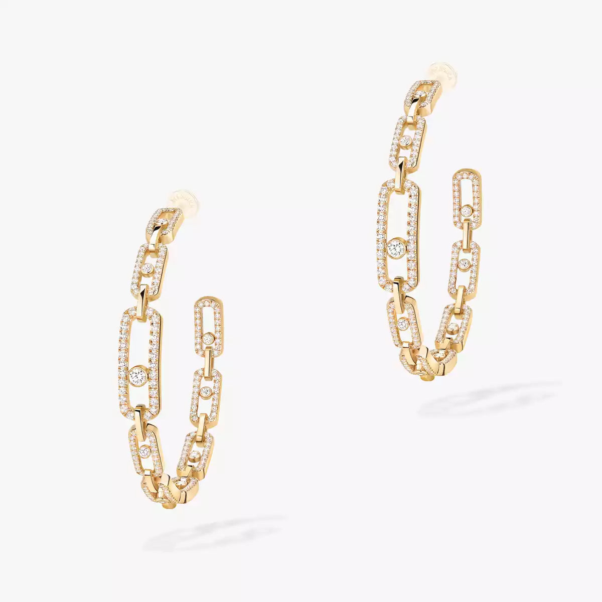 [[Aura Jewels]Move Link Diamond Hoop Earrings