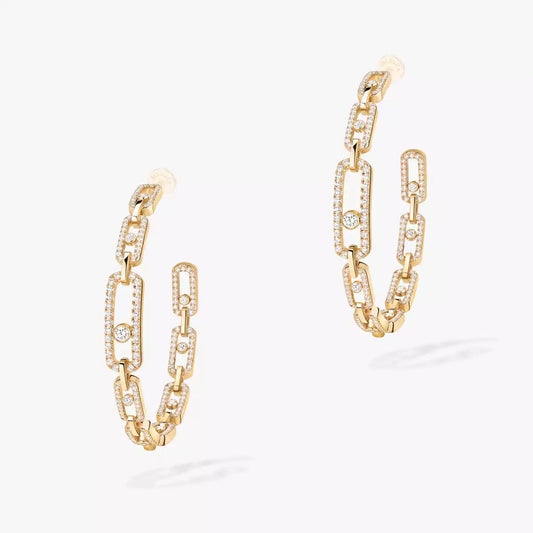 [[Aura Jewels]Move Link Diamond Hoop Earrings