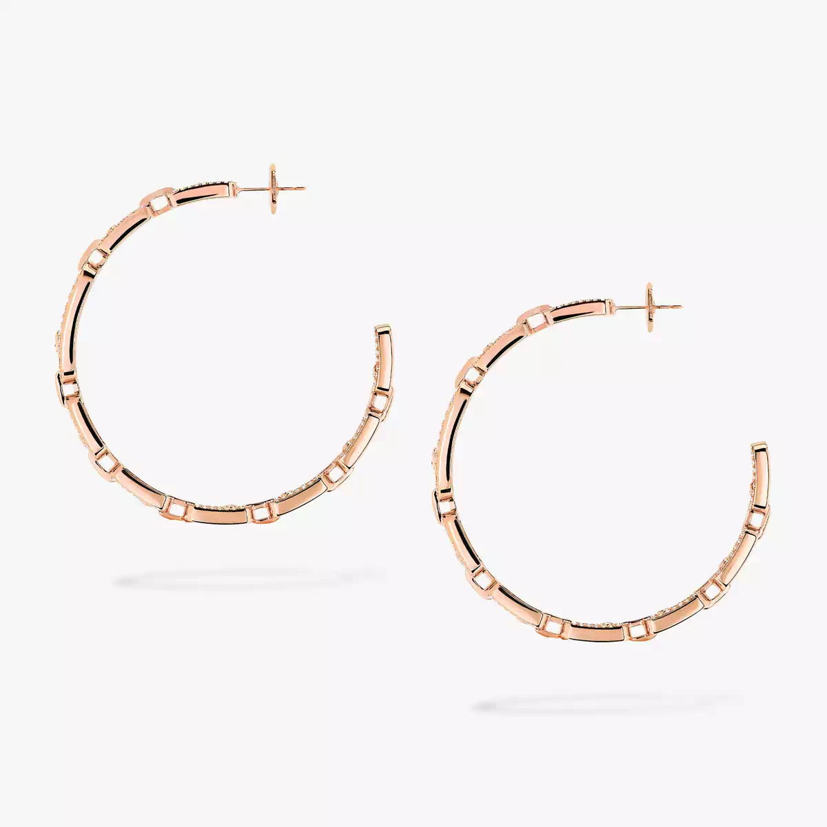 [[Aura Jewels]Move Link Diamond Hoop Earrings