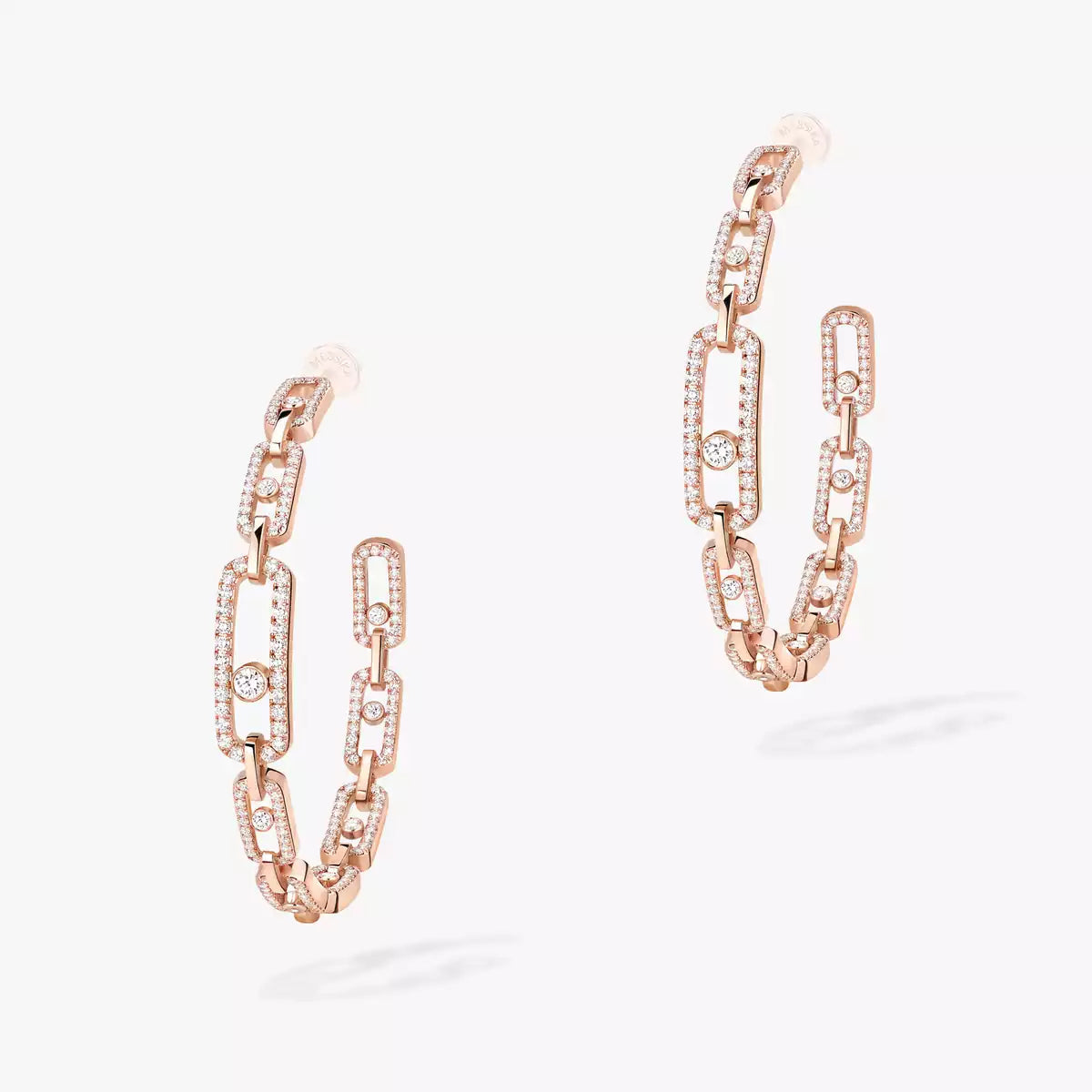 [[Aura Jewels]Move Link Diamond Hoop Earrings