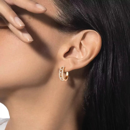 [Aura Jewels]Diamond Pave_ Hoop Earrings Move