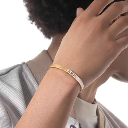 [Aura Jewels]Move Noa Ciselé half pavé bangle