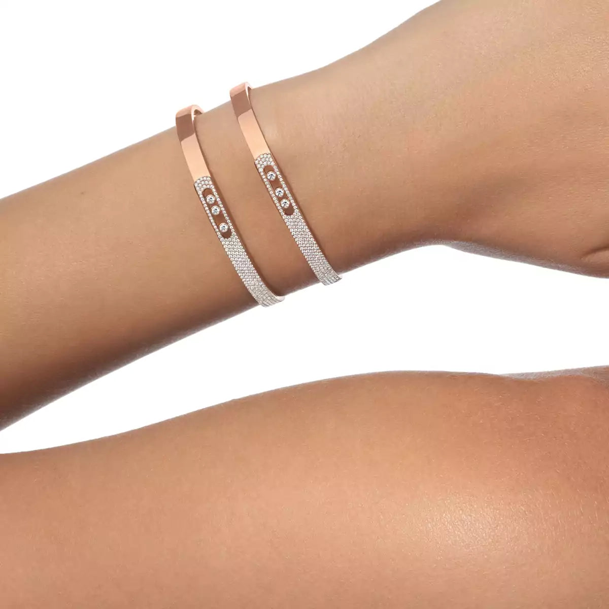 [Aura Jewels]Move Noa Rose Gold Pavé Diamond Bangle Bracelet