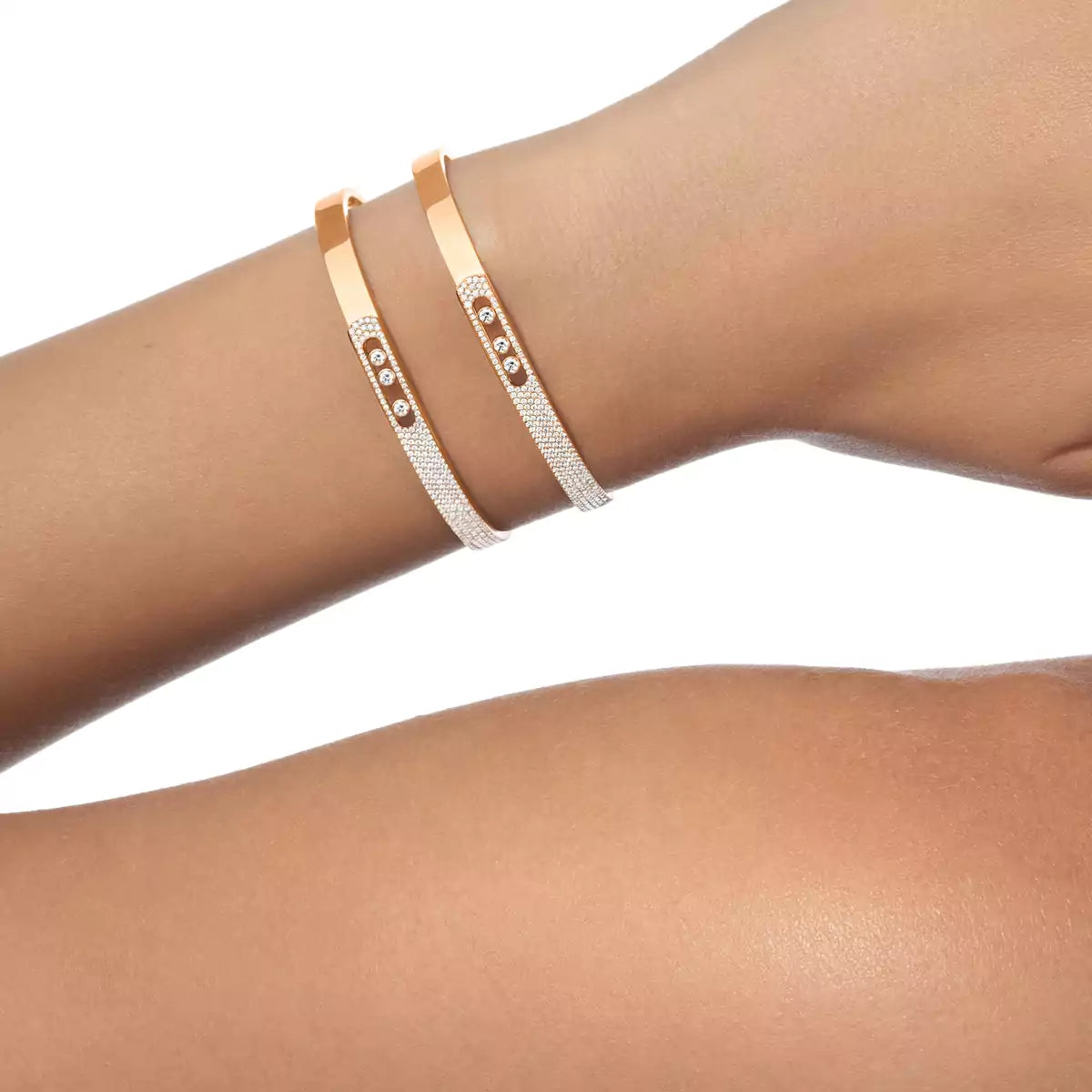 [Aura Jewels]Move Noa Rose Gold Pavé Diamond Bangle Bracelet
