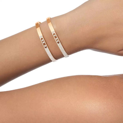 [Aura Jewels]Move Noa Rose Gold Pavé Diamond Bangle Bracelet