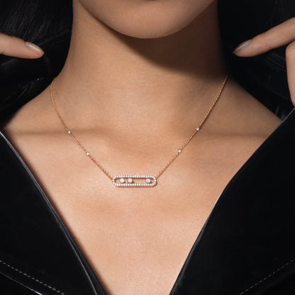 [Aura Jewels] Move Pave_ Rose Gold Diamond Necklace