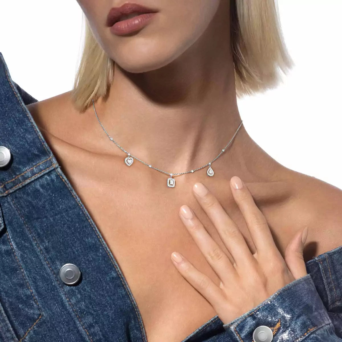 [Aura Jewels]My Twin Diamond Necklace in Silver