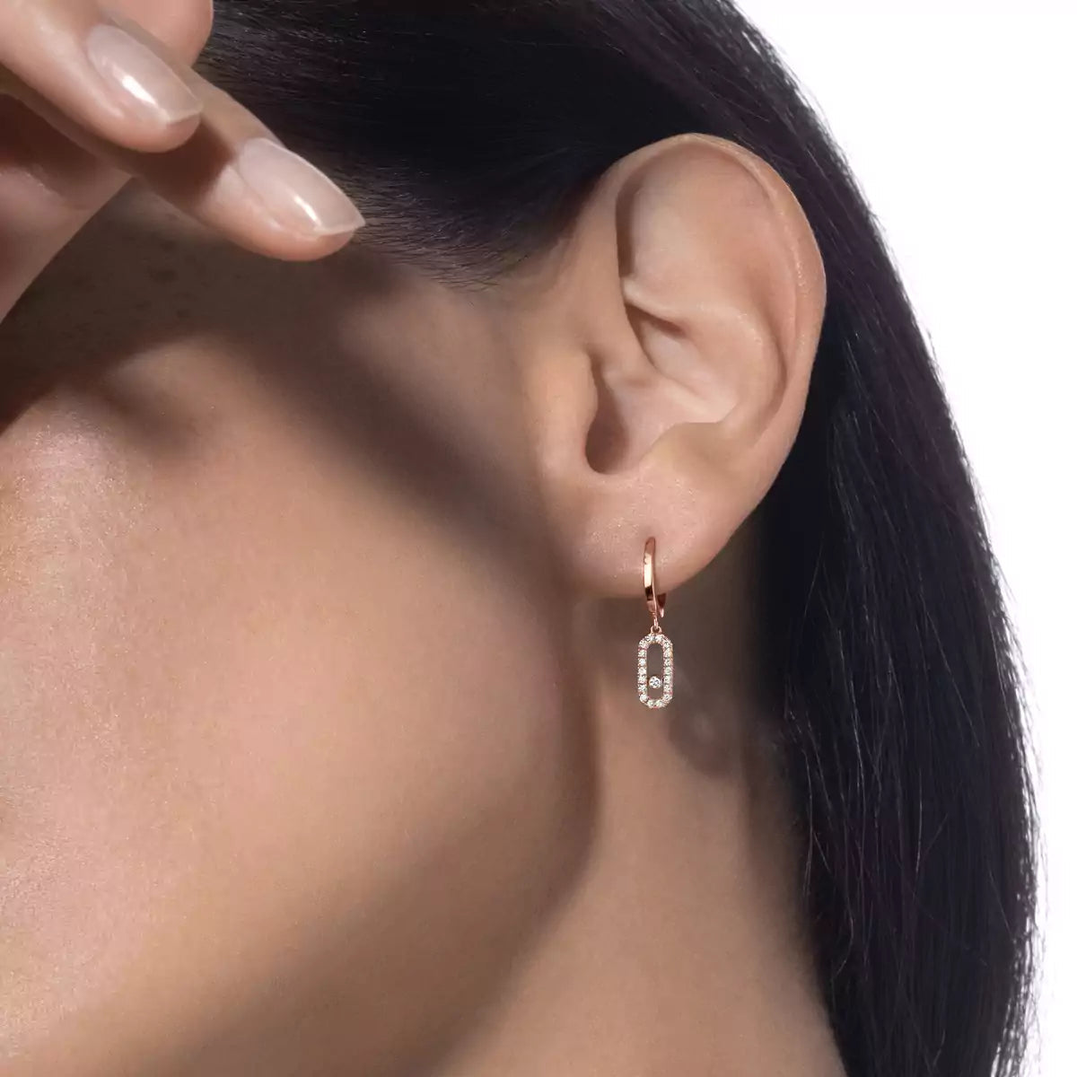 [Aura Jewels]Move Uno Single Diamond Hoop Earring