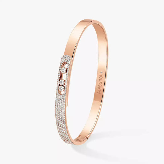 [Aura Jewels]Move Noa Rose Gold Pavé Diamond Bangle Bracelet