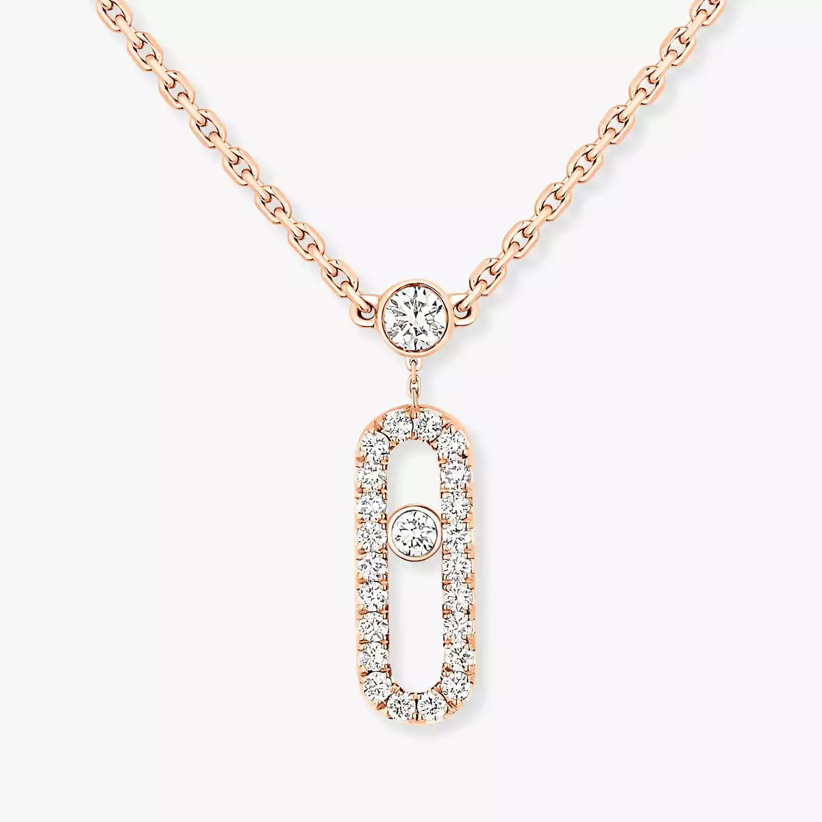 [Aura Jewels]2 Rows Rose Gold Diamond Pave_ Necklace Move Uno