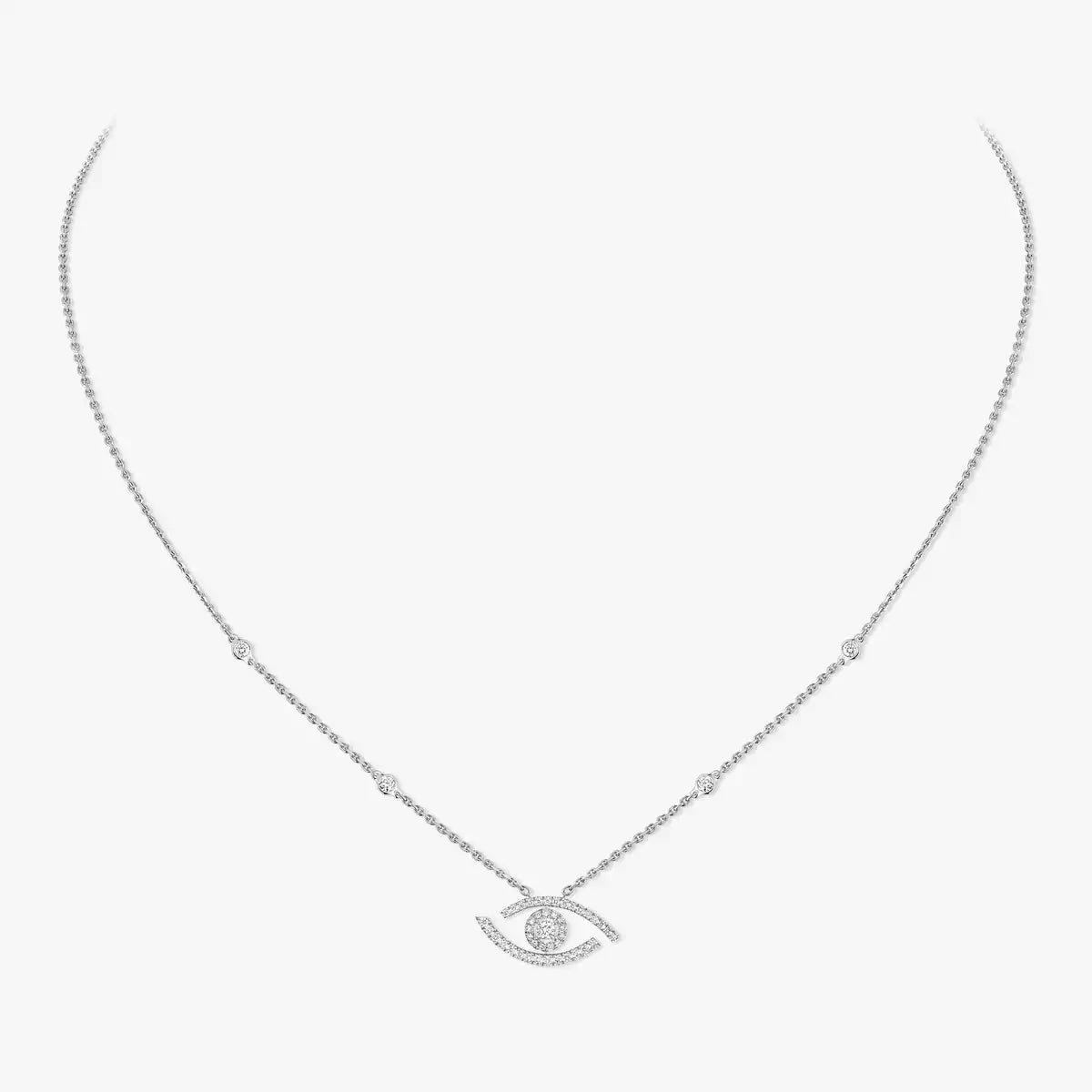 [Aura Jewels]Pave_ Diamond Necklace Lucky Eye