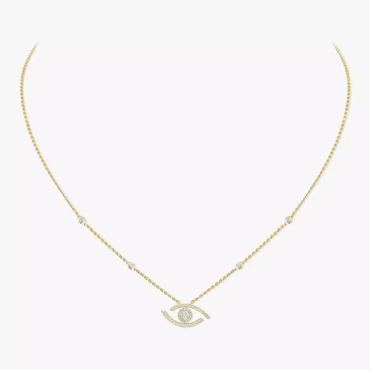 [Aura Jewels]Pave_ Diamond Necklace Lucky Eye