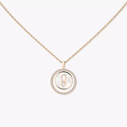 [Aura Jewels]Lucky Move Diamond Necklace in Rose Gold and White Mother-of-Pearl