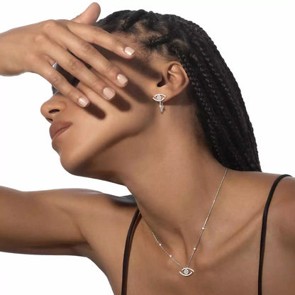 [Aura Jewels]Pave_ Diamond Necklace Lucky Eye