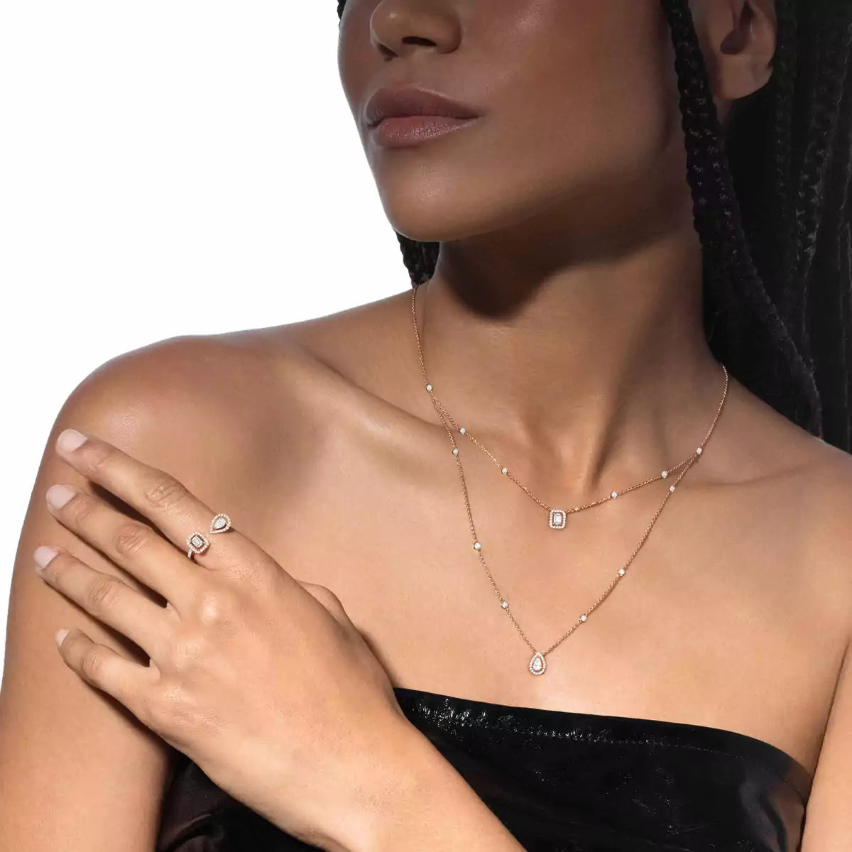 [Aura Jewels]Diamond Necklace My Twin 2 Rows