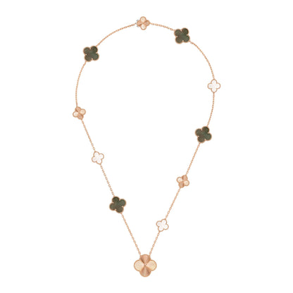 [Aura Jewels]DETACHABLE CLOVER 15(11+4) FLOWER ROSE GOLD NECKLACE SET