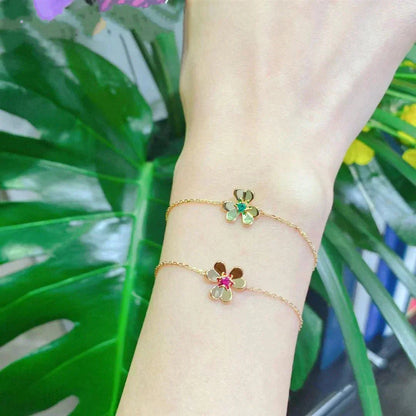 ¡®Aura Jewels¡¯FRIVOLE GOLD FLOWER PINK MALACHITE BRACELET