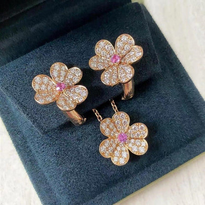 ¡®Aura Jewels¡¯FRIVOLE PINK GOLD FLOWER DIAMOND EARRINGS