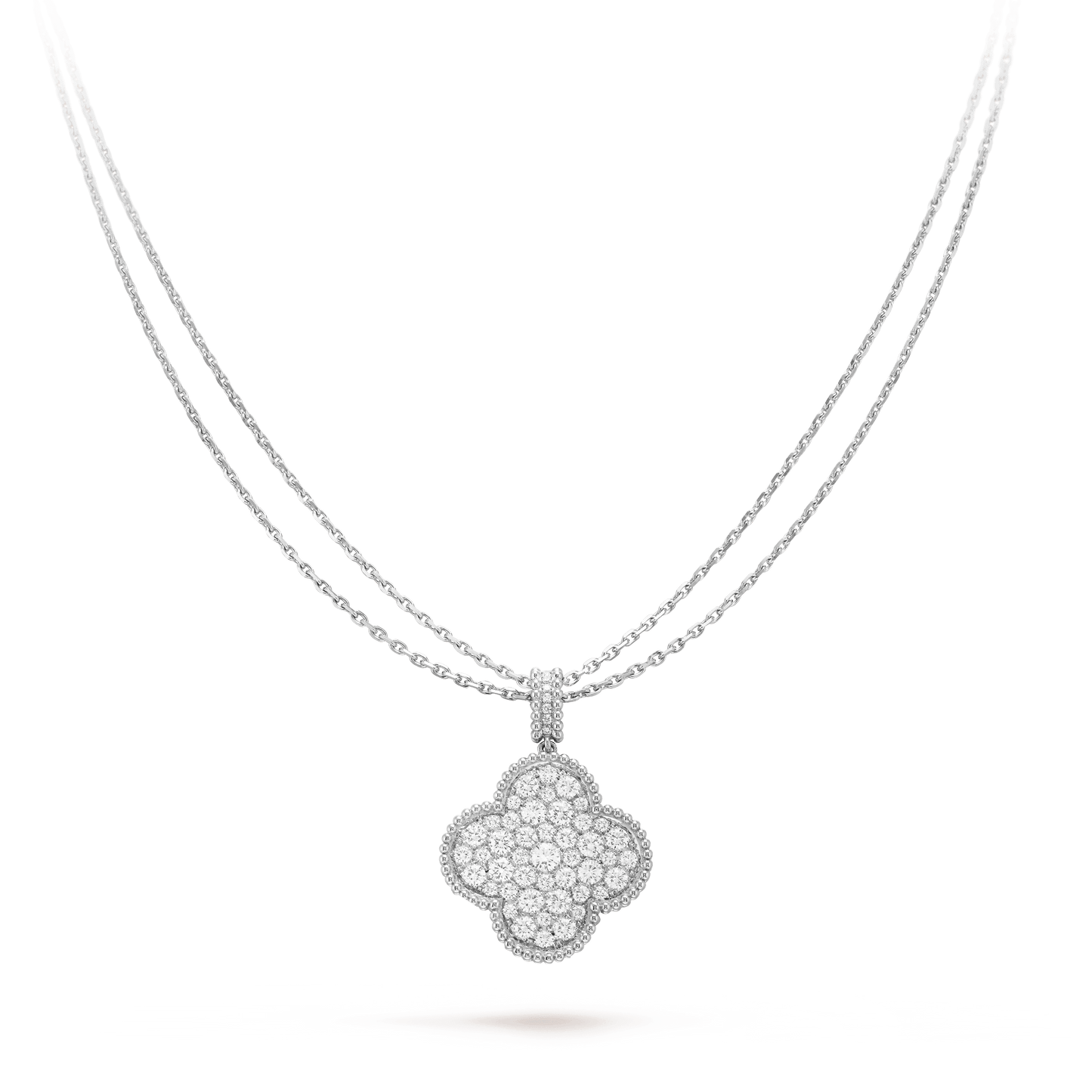 ¡®Aura Jewels¡¯CLOVER 25MM SILVER FULL DIAMOND BIG CLOVER NECKLACE