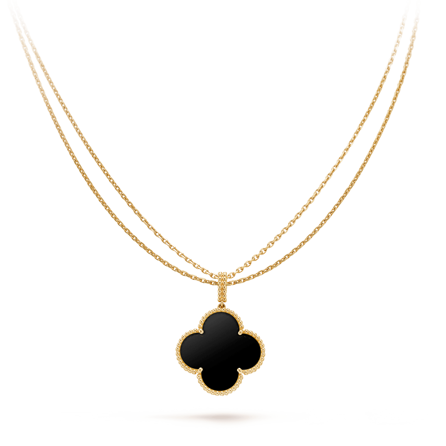 ¡®Aura Jewels¡¯CLOVER 25MM GOLD ONYX BIG CLOVER NECKLACE