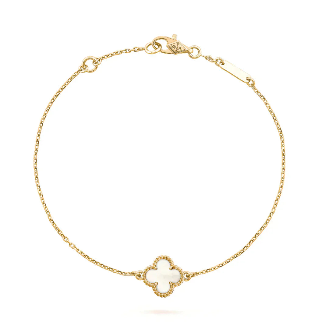¡®Aura Jewels¡¯CLOVER WHITE MOP SINGLE FLOWER BRACELET