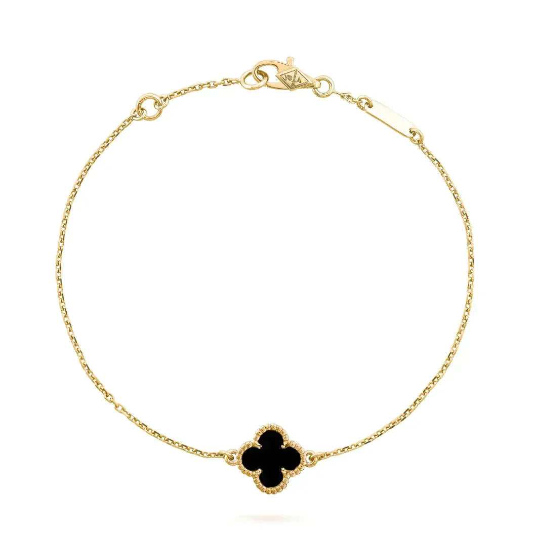 ¡®Aura Jewels¡¯CLOVER ONYX SINGLE FLOWER BRACELET