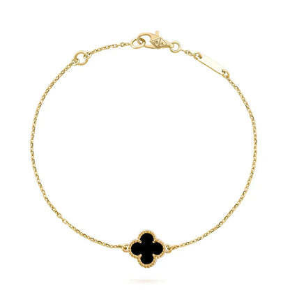 ¡®Aura Jewels¡¯CLOVER ONYX SINGLE FLOWER BRACELET