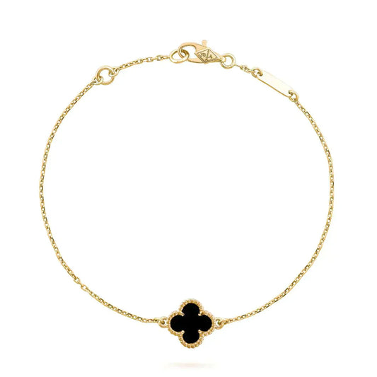 ¡®Aura Jewels¡¯CLOVER ONYX SINGLE FLOWER BRACELET