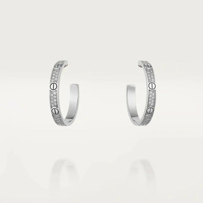 ¡®Aura Jewels¡¯LOVE DIAMOND SILVER HOOP EARRINGS
