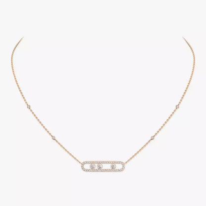 [Aura Jewels] Move Pave_ Rose Gold Diamond Necklace