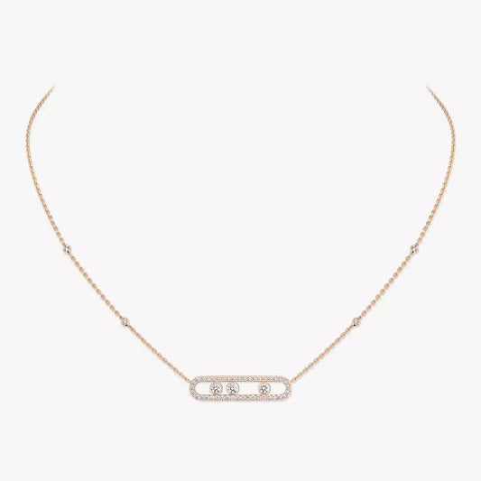[Aura Jewels] Move Pave_ Rose Gold Diamond Necklace