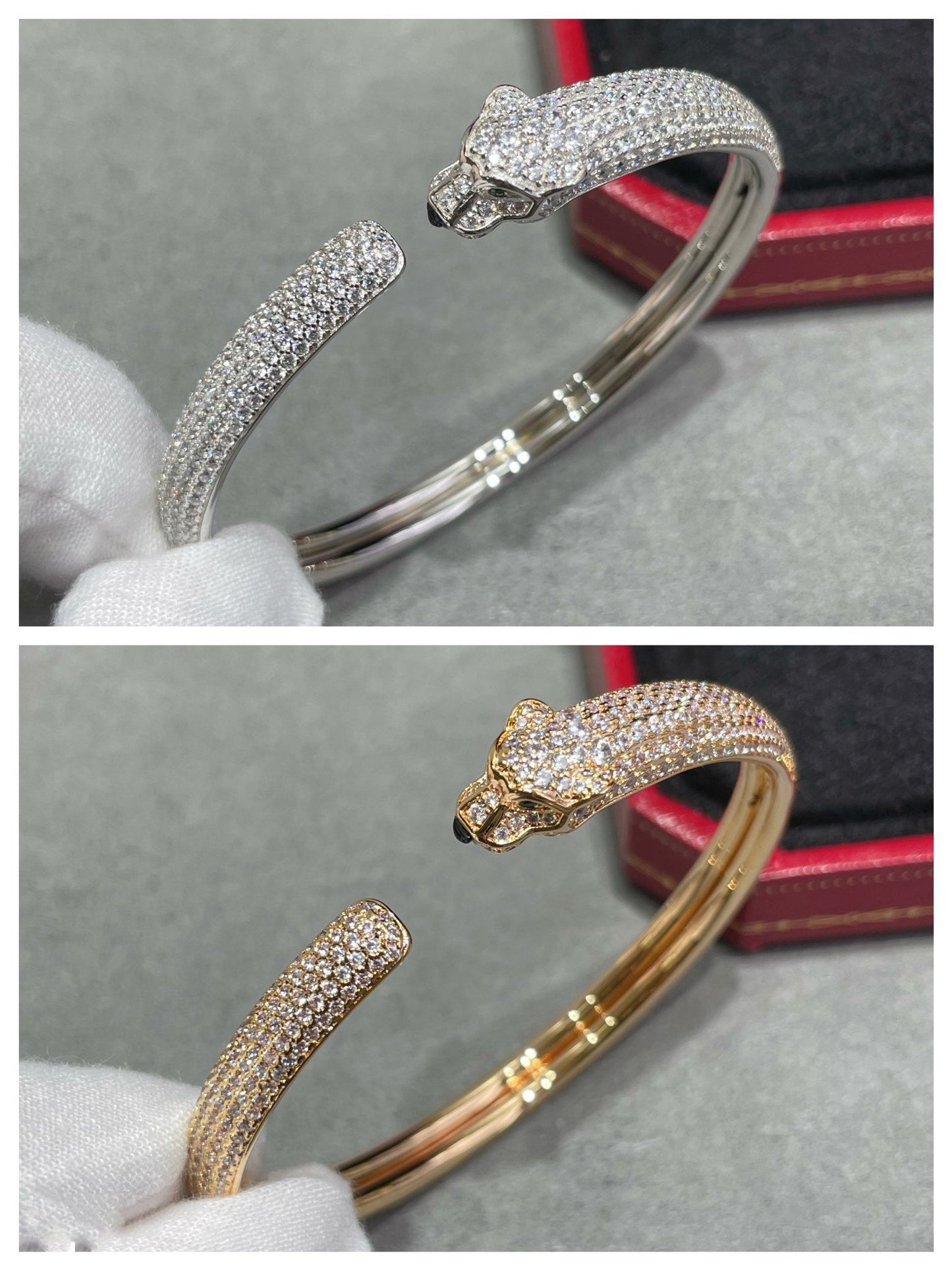 ¡®Aura Jewels¡¯PANTHERE FULL DIAMOND OPEN BRACELET