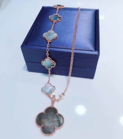 ¡®Aura Jewels¡¯COMBINED BRACELET 5 MOTIFS AND NECKLACE DARK MOP ROSE GOLD