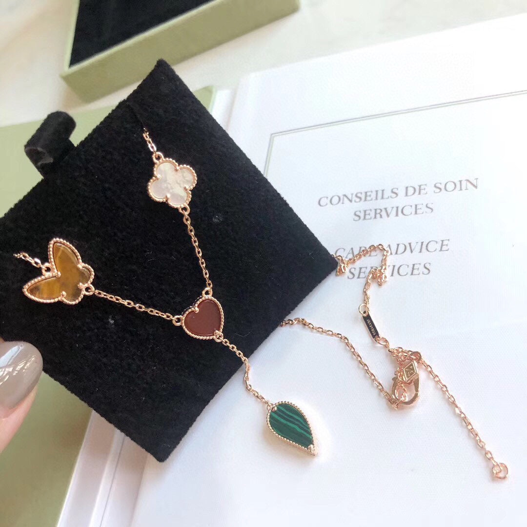 ¡®Aura Jewels¡¯LUCKY SPRING 4 MOTIFS ROSE GOLD NECKLACE