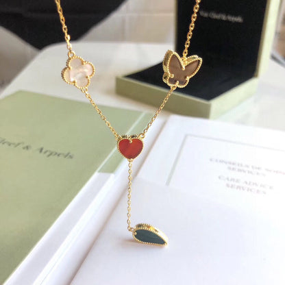 ¡®Aura Jewels¡¯LUCKY SPRING 4 MOTIFS ROSE GOLD NECKLACE