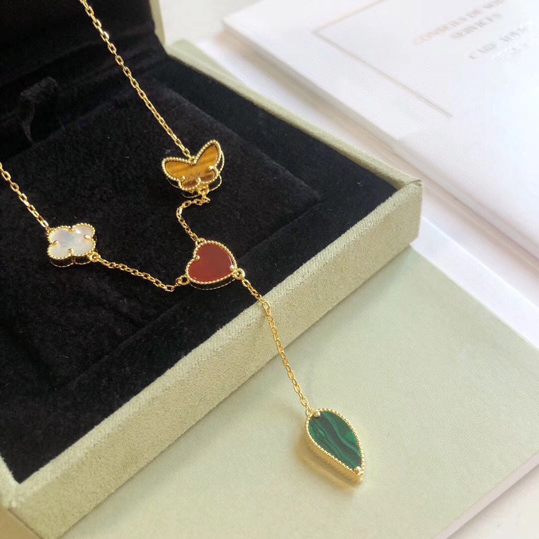¡®Aura Jewels¡¯LUCKY SPRING 4 MOTIFS ROSE GOLD NECKLACE
