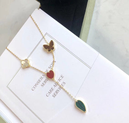 ¡®Aura Jewels¡¯LUCKY SPRING 4 MOTIFS ROSE GOLD NECKLACE