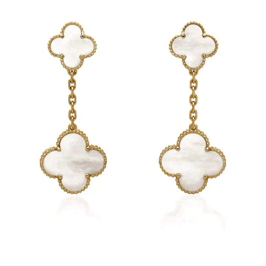 ¡®Aura Jewels¡¯CLOVER 2 MOTIF WHITE MOP EARRINGS