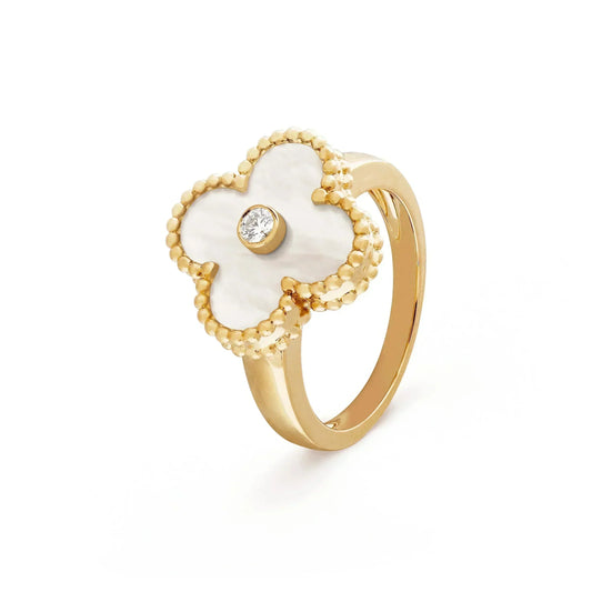 ¡®Aura Jewels¡¯CLOVER PINK MOP RING GOLD DIAMOND